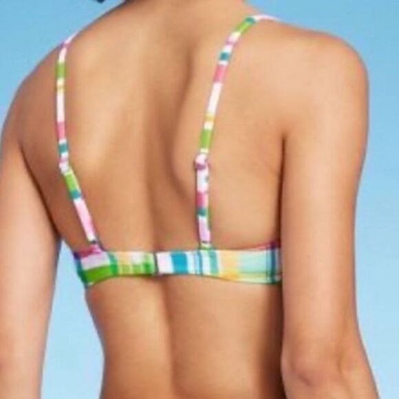Wild Fable Multicolor Plaid Bikini Swimsuit Top, Size XXS, NWT - Picture 2 of 9